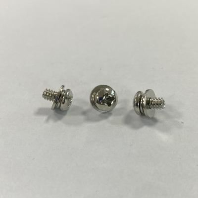 China Pan Round Head Screw With Spring Washer And Washer Flat Tooth Length 5 Black 6 8 10 12 14Nickel Zinc Blue Zinc Color Brass for sale