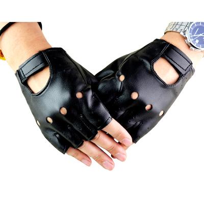 China Solid Half Finger Training Gloves New Unisex Black Leather Fingerless Fingerless/Half PU Gloves Shape Travel Motor Punk Gloves for sale