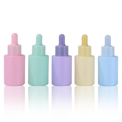 China Frosted Pink Glass Cosmetic Serum Dropper Bottle 1oz Eco Friendly for sale