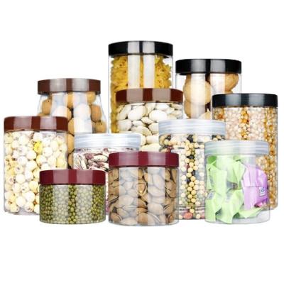 China 55mm Clear Round Plastic Storage Jars With Aluminum Lids Explosion Proof for sale