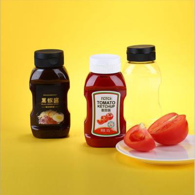 China Heinz Design Ketchup Tomato Sauce Plastic Seasoning Bottles Squeezable for sale