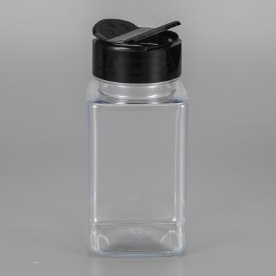 China 120ml Plastic Seasoning Bottle With Shaker Lids Square Plastic Spice Container for sale