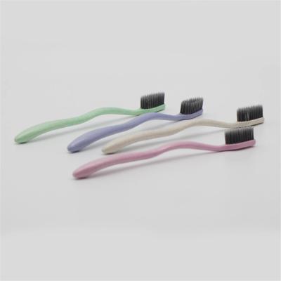 China Disposable Biodegradable Straw Toothbrush with Bamboo Charcoal Bristle for sale