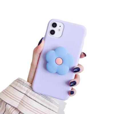 China Silicone Multicolors Flower Cell Phone Stand Cover Case For Phone 6 7 8 11 Pro Max for sale