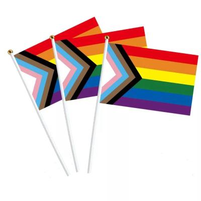 China Health Care Institutes Factory Wholesale Polyester Custom Printed Mini Gay Pride Lgbt Hand Flag For Promotion for sale