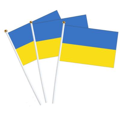 China Health Care Institutes Wholesale Various Designs High Quality 100% Polyester Ukrainian Flag Hand Waving Flag for sale