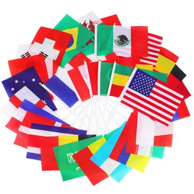 China Health care institutes hand flag low moq parade custom fast delivery polyester printing small mini flags with pole for sale