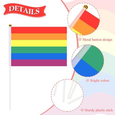 China Parade High Quality Hand Held Custom Hand Held Rainbow Health Care Institutes Small Flag Parade Flag Waving Flags for sale