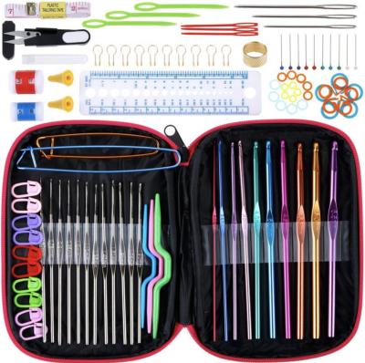 China Hot Sale 100 PCS Colorful Crochet Hook Hand Knitting Set Knitting Crochet Hook Handmade Wool Tool Kit Crochet Hook Needle Knitting Set for sale