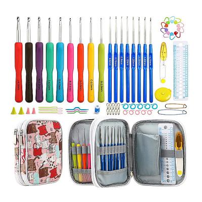 China Hand knitting new set of 47 ergonomic crochet hooks set rubbery grips grip comfort grip for arthritic hands crochet knitting tools for sale