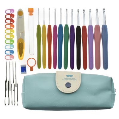 China Crochet Hook Set 38 PCS Crochet Hooks Set 13 PCS Ergonomic Soft Handle Hook Handles Crochet Needle Set Crochet Tools With Storage Case for sale