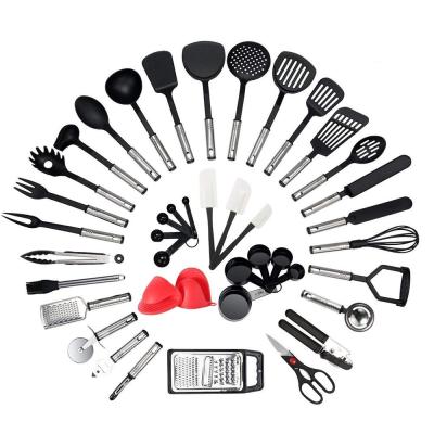 China Durable 42 PCS Nylon Kitchen Tool Kit With Stainless Steel Handle Non-Stick Cooking Utensils Cookware Set for sale