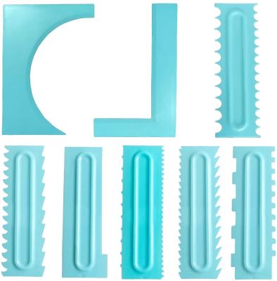 China New Viable Arrive Decorating Cake Scraper Set, Decorating Comb and Mousse, Baking Tool, Plastic Sawtooth Cake Scraper Set of 8 for sale