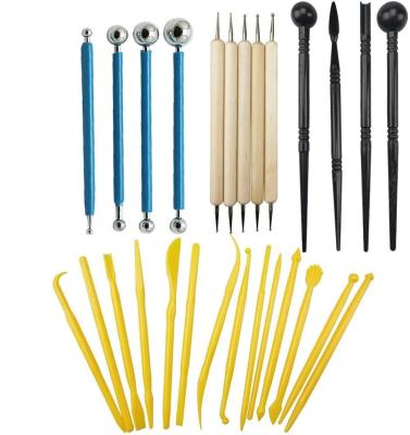 China 27 PCS Viable Fondant Cake Decorating Sculpt Modeling Tools and Eraser Stick Decorating Tool Kit for Cake Flower, Sculpting Pottery for sale