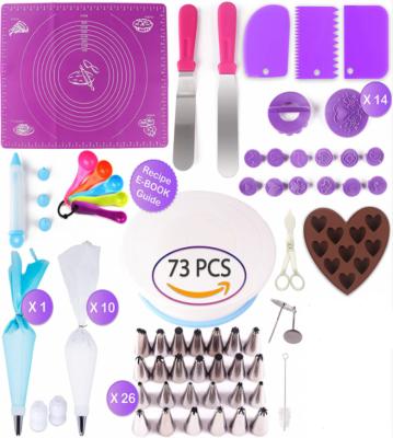 China Hot Selling 73 Pcs Viable Hot White ABS Material Amazon Cake Decorating Tools Cake Turntable for sale