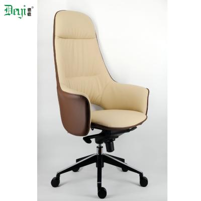 China Executive Chair Vintage Synchronized Tilting Mechanism High Back Leather Office Chair for sale