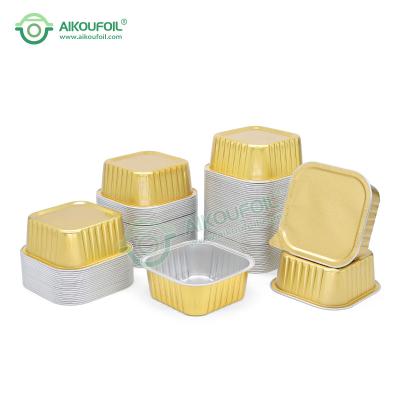 China Disposable Food Box Aikou Heat Seal Container Restaurant Container Fast Food Microwave Gold Black Aluminum Container for sale