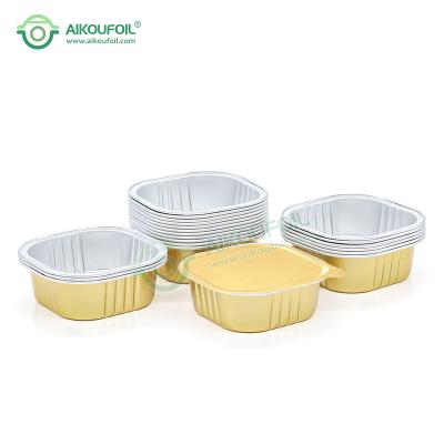 China Food Box Aikou Normal 50ml/1.7oz Gold Sealing Baking Molds Aluminum Foil Container Disposable Bakery Tray Cup For Food for sale