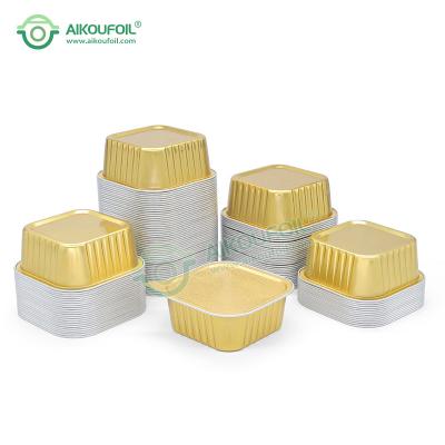 China Aikou Barbecue Airline Catering Food Box And Food Packing Square Aluminum Foil Container for sale