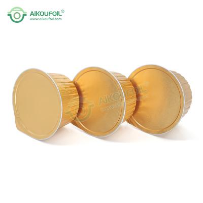 China Aikou Food Box 5 Inch Aluminum Foil Box 380ml 600ml 750ml Round Aluminum Foil Food Containers Sealing Lids for sale