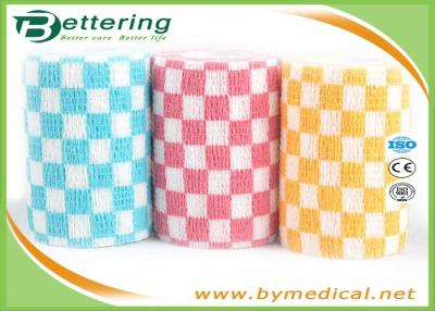 China Checks Pattern Non Woven  Self Adhering Bandage Cohesive Bandage Coflex tape for sale