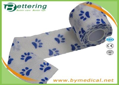 China White Colour dog pawprint Veterinary elastic Non Woven Cohesive Bandage Coflex Pet Bandage for sale