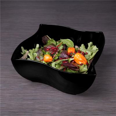 China Geometric Nordic Black Taste Appetizer Salad Shape Porcelain Stocked Serving Bowl For Customized for sale