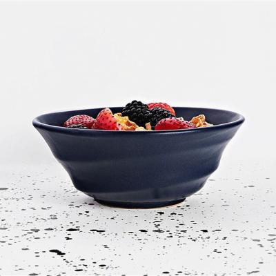 China Custom Nordic Stocked Dinnerware Mixing Bowl Blue Ceramic Breakfast Salad Bowl for sale