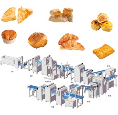 中国 Easily Cleaned Automatic Puff Pastry Filling Machine Pastry Production Line Puff Pastry Dough Sheeter Machine 販売のため