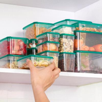 China Free Space 17pcs_set Refrigerator Food Storage Box Kitchen Fresh Food Plastic Organizer Viable for sale