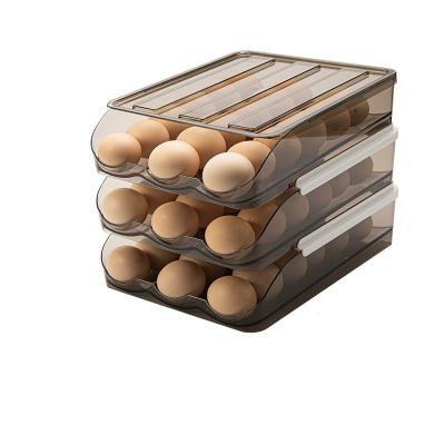 China Household Viable Multilayer Optional Kitchen Refrigerator Egg Box Lid Transparent Egg Storage Box for sale