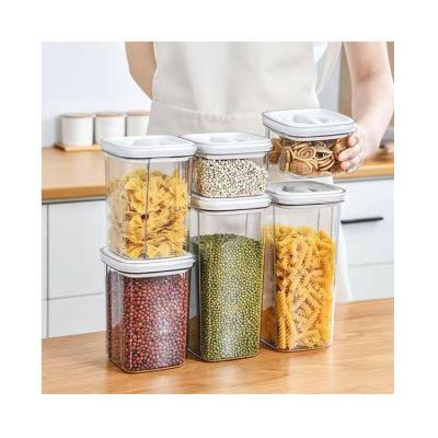 China Sustainable Household Food Grade PET Cereals Kitchen Fruit Transparent Plastic Sealed Storage Box for sale