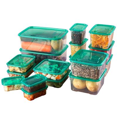 China 17pcs Microwavable Set Kitchen Plastics Refrigerator Sealed Crisper Boxes Airtight Food Storage Container for sale