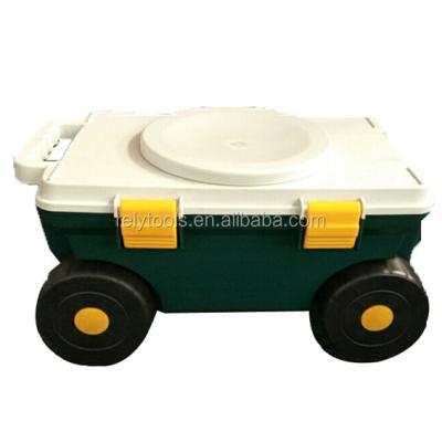 China Multi-Use Movable Garden Tool Storage Seat Box Cart With Seat for sale