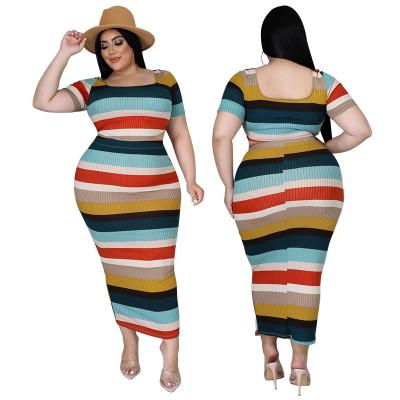 China 2022 Viable New Arrivals Plus Size 5xl Tops Women And Pleated Skirt Plus Size Women Clothing Skirt Two Piece Set for sale