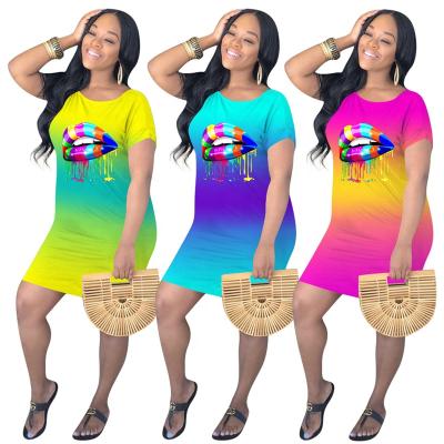 China Stylish Casual Dresses Breathable Women Short Sleeve Bodycon Color Block T-shirt Dress for sale