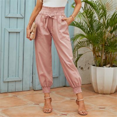 China New Fashion Women's QUICK DRY High Waist Loose Drawstring Pants Elastic Casual Pants for sale