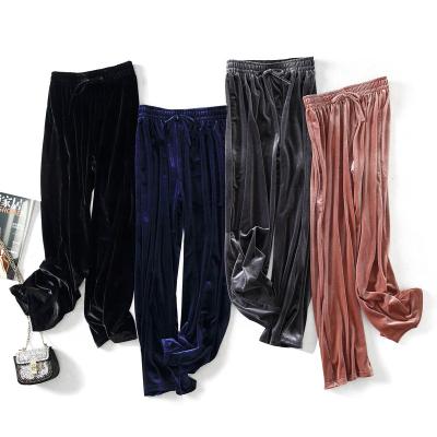 China Wholesale Women High Waist Sports Anti-Wrinkle Autumn Leg Velvet Wide Leg Pants for sale