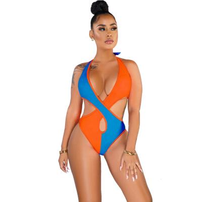 China 2021 Summer Breathable Patchwork Contrast Tight Strap Ladies Swimwear Swimwear for sale