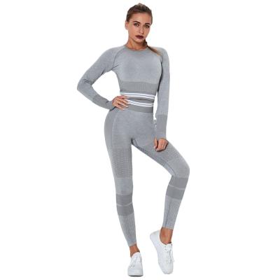 China Wholesale Breathable Activewear Female Wear Seamless Yoga Butt Lift Up Legging Running Elastic Crop Yoga Top Sets for sale