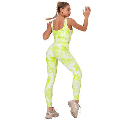 China Tie Dye Breathable Fitness Sets Apparel Women Plus Size Sports Butt Crac! crack! the sports yoga panty and top set for sale