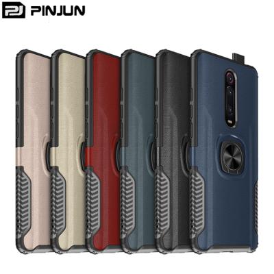 China New Arrival Texture Shock Proof Leather Ring Stand Shockproof Armor Case Cover for xiaomi redmi k20 phone case for sale