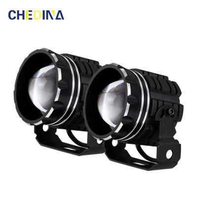 China Dual Color LED Headlight Motorcycle Aluminum Lighting System Alloy 60w 12v-85v Mini Driving Fog Light Spotlight for sale