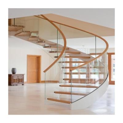 China Modern Staircase Glass Railing Designs Curved Staircase Cost for sale