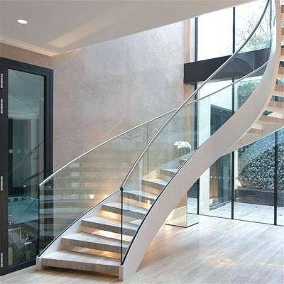 China Modern Curved Staircase Wall Light Stainless Steel Railing Customized for sale