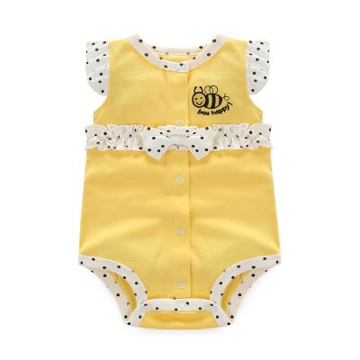 China 100% Cotton 100% Cotton Baby Romper Baby Romper Fly Short Sleeve Baby Clothes Yellow for sale