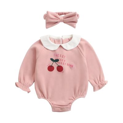 China Cozy Texture Baby Romper Cotton Long Sleeve Fleece With Turndown Collar Overalls For Baby Clothes for sale