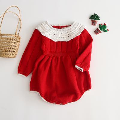 China Korean Version Autumn New Baby Bodysuit Knitted Baby Clothes Doll Collar Cotton Long Sleeve Baby Romper for sale