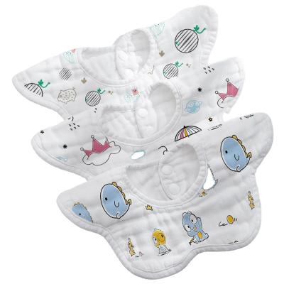 China Wholesale and Custom Washable 8-Layer Cotton Gauze 360 ​​Rotating Petal Bib Bandana Baby Feeding Bibs for sale