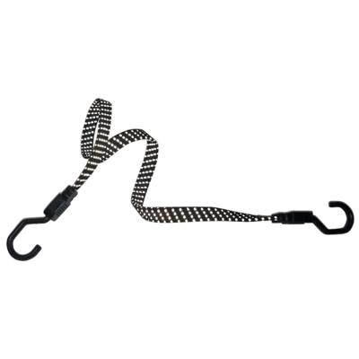 China Latex With Polyester Braided 7mm*0.91m Flat Bungee Band PP Bungee Belt With High Tensile Hooks 3 Feet 10-30days Black FBC 002 0.08kg 17mm for sale